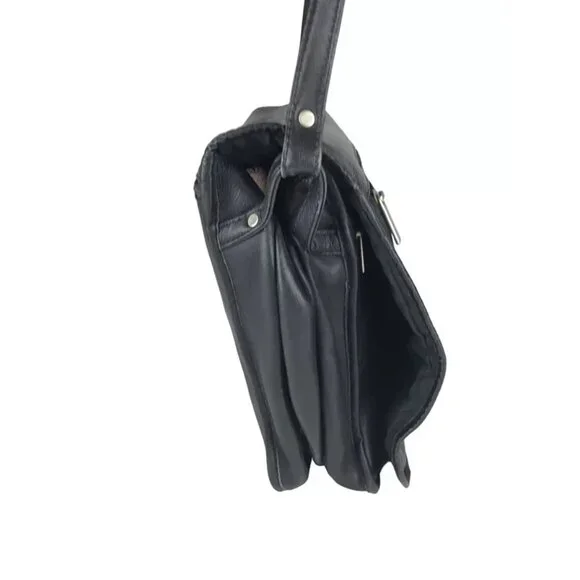 Wilsons Leather Unisex Black Inner Dividers Snap Crossbody Strap Messenger Bag - Picture 5 of 10